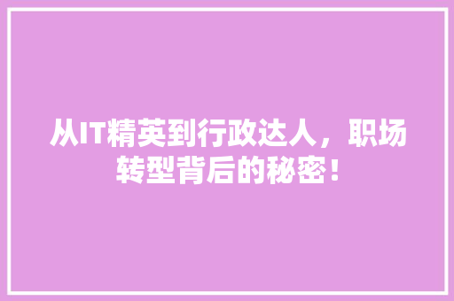 从IT精英到行政达人，职场转型背后的秘密！ 神马SEO