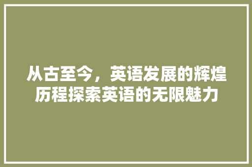 从古至今，英语发展的辉煌历程探索英语的无限魅力 必应SEO