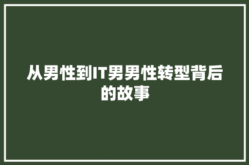 从男性到IT男男性转型背后的故事 GoogleSEO