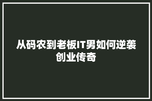 从码农到老板IT男如何逆袭创业传奇 必应SEO
