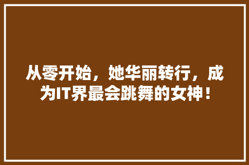 从零开始，她华丽转行，成为IT界最会跳舞的女神！ 百度SEO
