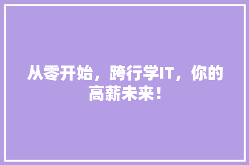 从零开始，跨行学IT，你的高薪未来！ 百度SEO