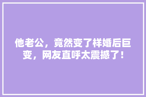 他老公，竟然变了样婚后巨变，网友直呼太震撼了！ 百度SEO