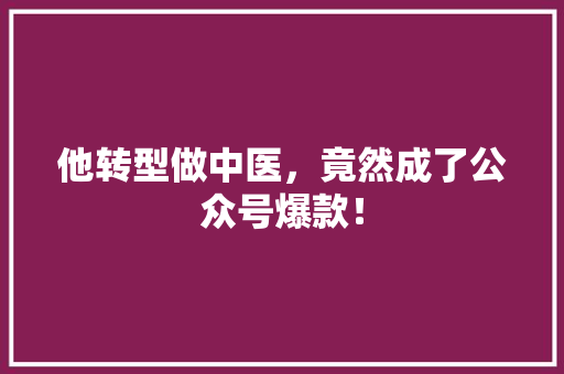 他转型做中医，竟然成了公众号爆款！ 必应SEO