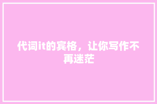 代词it的宾格，让你写作不再迷茫 必应SEO