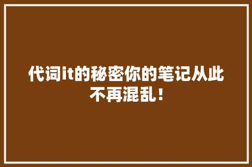 代词it的秘密你的笔记从此不再混乱！ 百度SEO