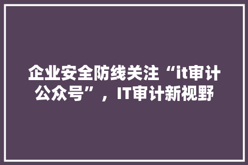 企业安全防线关注“it审计公众号”，IT审计新视野 神马SEO