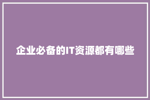 企业必备的IT资源都有哪些 必应SEO