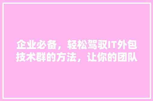 企业必备，轻松驾驭IT外包技术群的方法，让你的团队效率翻倍！ 百度SEO