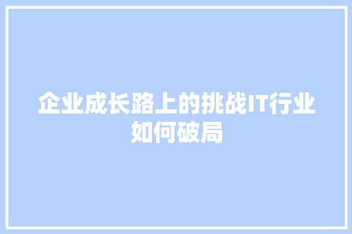 企业成长路上的挑战IT行业如何破局 神马SEO