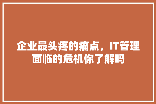 企业最头疼的痛点，IT管理面临的危机你了解吗 搜狗SEO