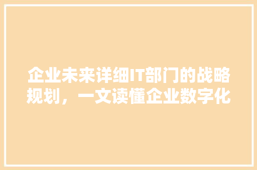 企业未来详细IT部门的战略规划，一文读懂企业数字化转型核心 必应SEO