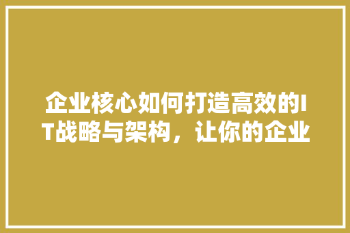 企业核心如何打造高效的IT战略与架构，让你的企业领跑未来 必应SEO