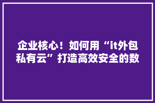 企业核心！如何用“it外包私有云”打造高效安全的数据中心 百度SEO