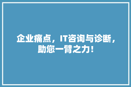 企业痛点，IT咨询与诊断，助您一臂之力！ 神马SEO