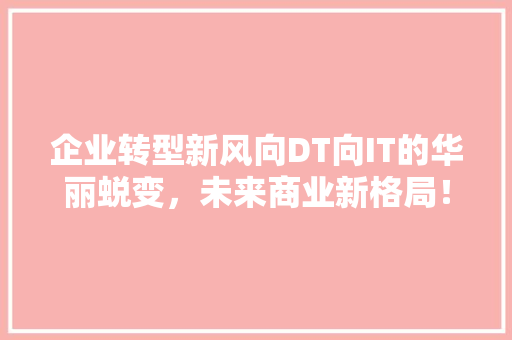企业转型新风向DT向IT的华丽蜕变，未来商业新格局！ 神马SEO