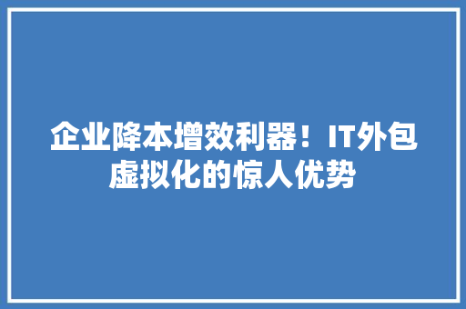 企业降本增效利器！IT外包虚拟化的惊人优势 必应SEO