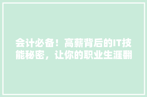 会计必备！高薪背后的IT技能秘密，让你的职业生涯翻倍增长！ 必应SEO
