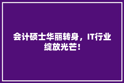 会计硕士华丽转身，IT行业绽放光芒！ 百度SEO
