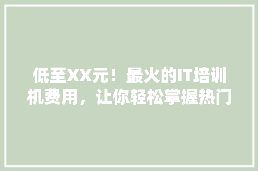 低至XX元！最火的IT培训机费用，让你轻松掌握热门技能！ 神马SEO
