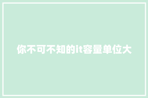 你不可不知的it容量单位大 必应SEO