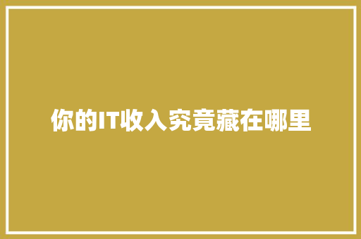 你的IT收入究竟藏在哪里 百度SEO