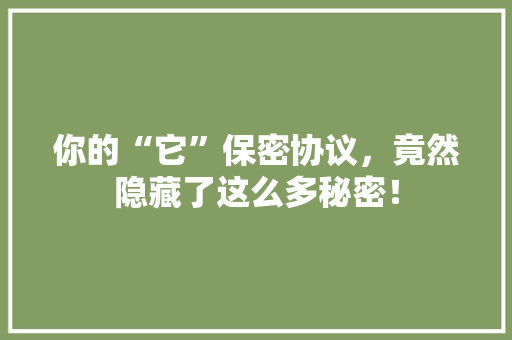 你的“它”保密协议，竟然隐藏了这么多秘密！ 百度SEO