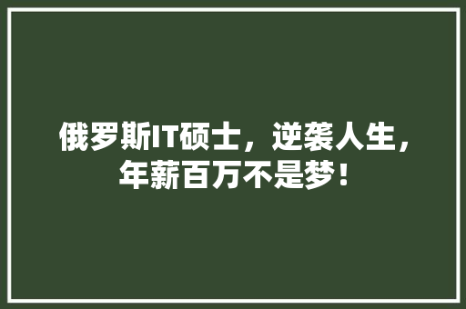 俄罗斯IT硕士，逆袭人生，年薪百万不是梦！ 百度SEO