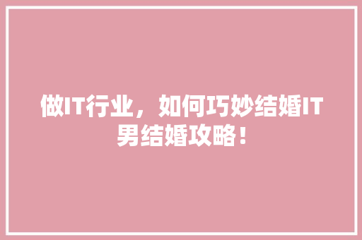 做IT行业，如何巧妙结婚IT男结婚攻略！ 百度SEO