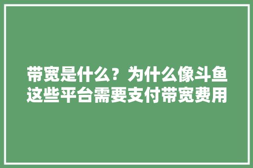 带宽是什么？为什么像斗鱼这些平台需要支付带宽费用呢「为什么做网站费用贵呢」 带宽是什么？为什么像斗鱼这些平台需要支付带宽费用呢「为什么做网站费用贵呢」 必应SEO