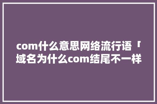 com什么意思网络流行语「域名为什么com结尾不一样」