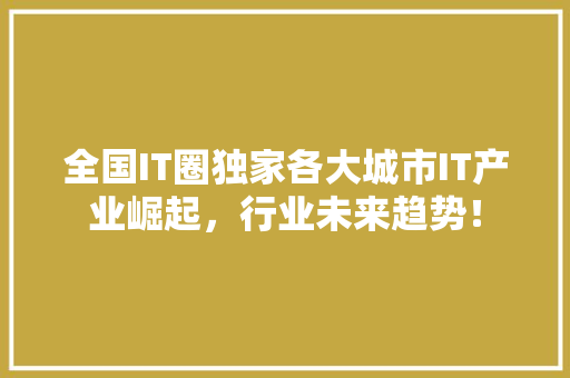 全国IT圈独家各大城市IT产业崛起，行业未来趋势！ GoogleSEO