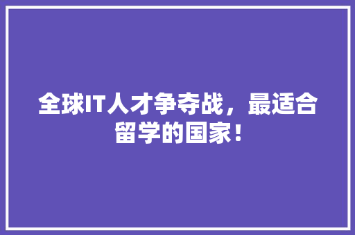 全球IT人才争夺战，最适合留学的国家！ 神马SEO