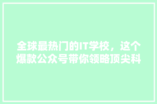 全球最热门的IT学校，这个爆款公众号带你领略顶尖科技教育风采！ GoogleSEO