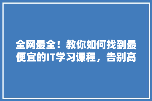 全网最全！教你如何找到最便宜的IT学习课程，告别高价陷阱 GoogleSEO
