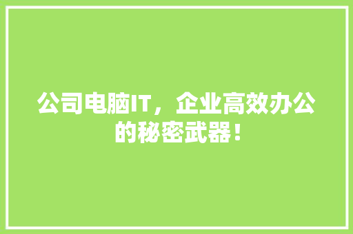 公司电脑IT，企业高效办公的秘密武器！ 搜狗SEO