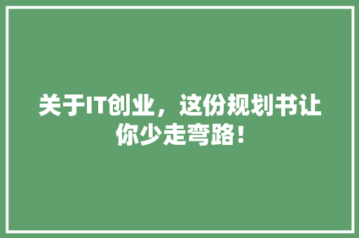 关于IT创业，这份规划书让你少走弯路！ 百度SEO