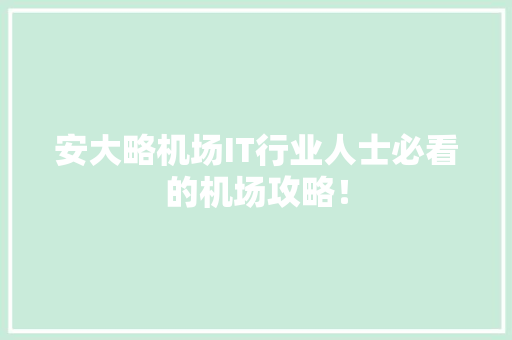 安大略机场IT行业人士必看的机场攻略！ 百度SEO