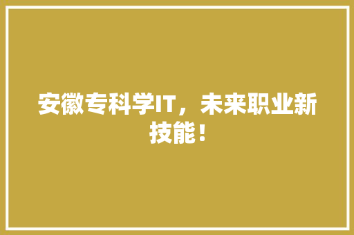 安徽专科学IT，未来职业新技能！ 百度SEO