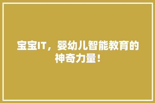 宝宝IT，婴幼儿智能教育的神奇力量！ 神马SEO
