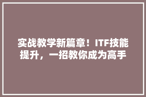 实战教学新篇章！ITF技能提升，一招教你成为高手 百度SEO