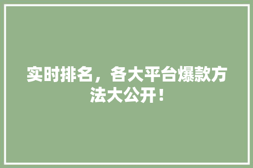 实时排名，各大平台爆款方法大公开！ 必应SEO