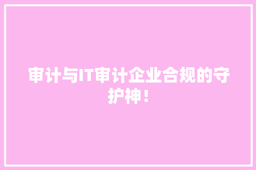 审计与IT审计企业合规的守护神！ 百度SEO