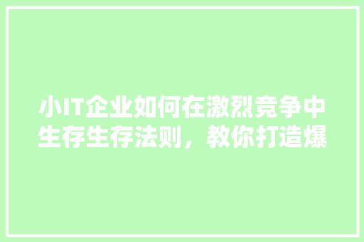 小IT企业如何在激烈竞争中生存生存法则，教你打造爆款公众号！ GoogleSEO