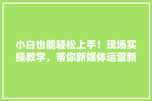 小白也能轻松上手！现场实操教学，带你新媒体运营新技能 神马SEO