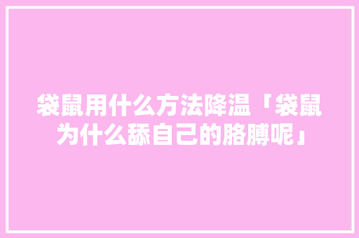 袋鼠用什么方法降温「袋鼠为什么舔自己的胳膊呢」 袋鼠用什么方法降温「袋鼠为什么舔自己的胳膊呢」 必应SEO