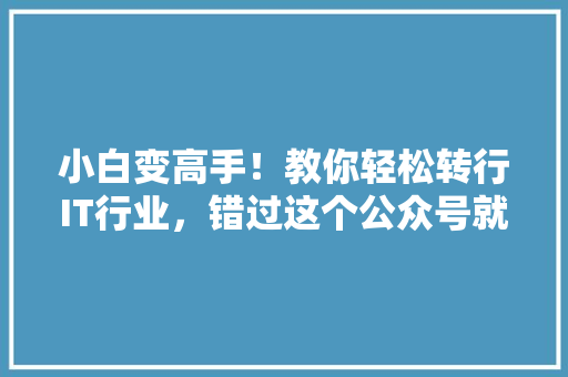 小白变高手！教你轻松转行IT行业，错过这个公众号就亏大了！ 百度SEO