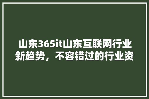 山东365it山东互联网行业新趋势，不容错过的行业资讯！ 百度SEO