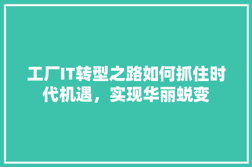 工厂IT转型之路如何抓住时代机遇，实现华丽蜕变 搜狗SEO