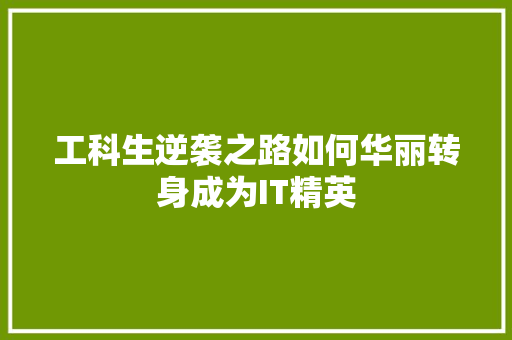 工科生逆袭之路如何华丽转身成为IT精英 GoogleSEO